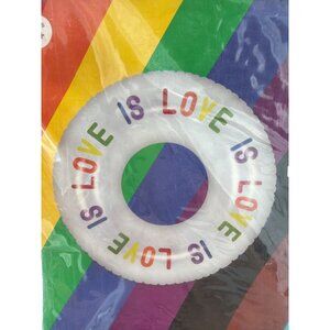 Inflatable Pride Pool Float 33" Diameter With Colorful "Love Is Love" Design For